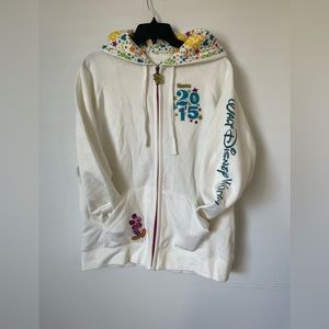 Disney Parks Authentic Hoodie Women's Size XL Zip Sweatshirt Embroidered 2015